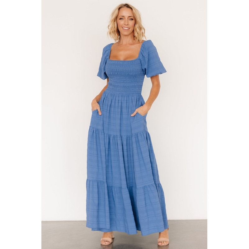 Amaya Smocked Dress | Blue|XS|S|M|L|XL|1XL|2XL|3XL