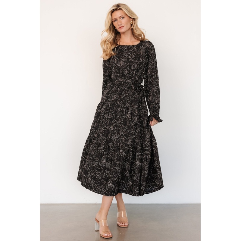 Ashlyn Long Sleeve Dress | Black Print