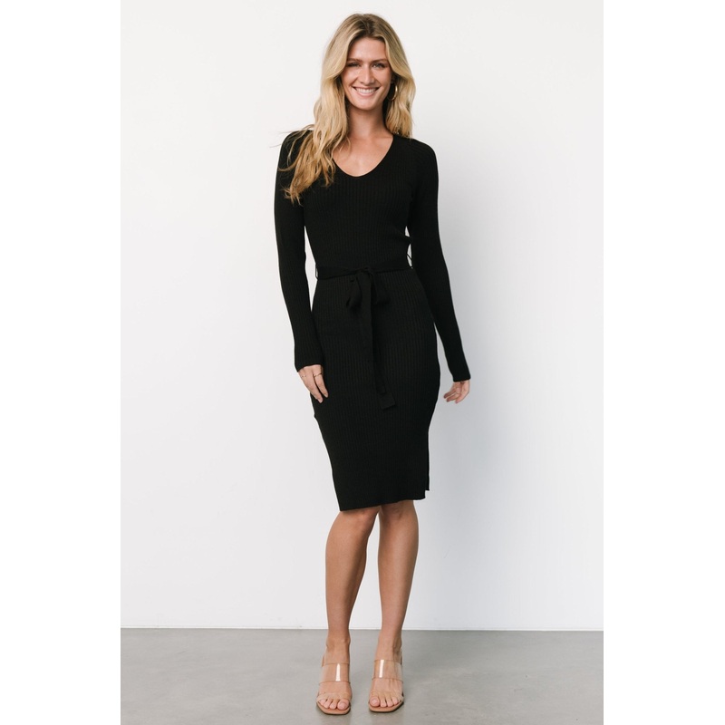 Blayne Ribbed Midi Dress | Black
