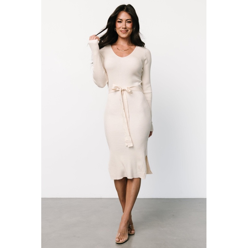 Blayne Ribbed Midi Dress | Cream
