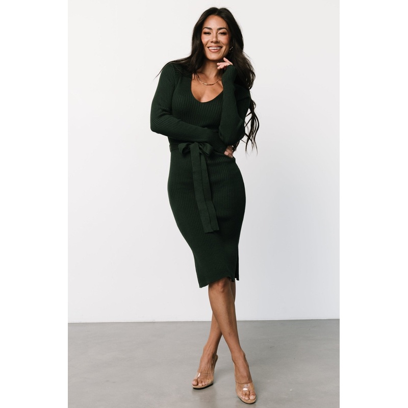 Blayne Ribbed Midi Dress | Emerald