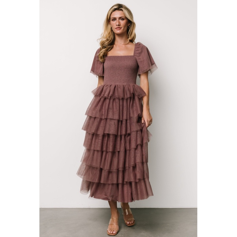 Cherise Tulle Tiered Dress | Dusty Lavender
