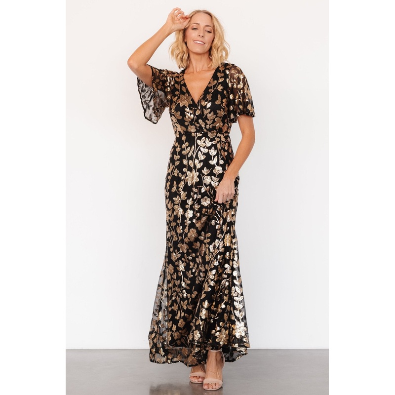 Esme Sequin Dress | Black + Gold