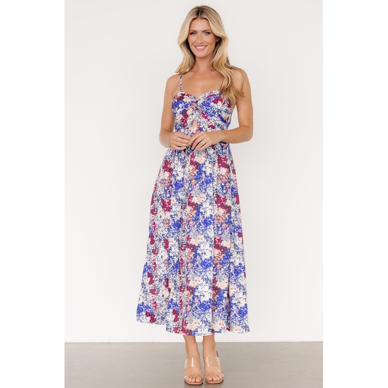Evette Sweetheart Tank Dress | Blue Multi