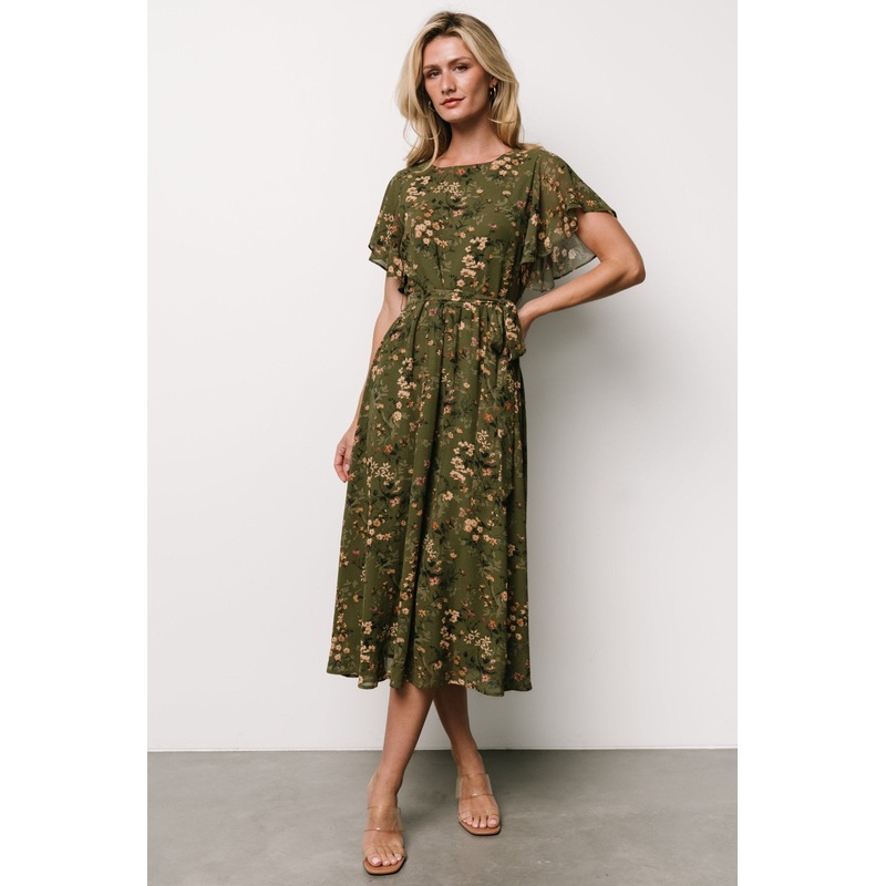 Laurel Midi Dress | Olive Floral