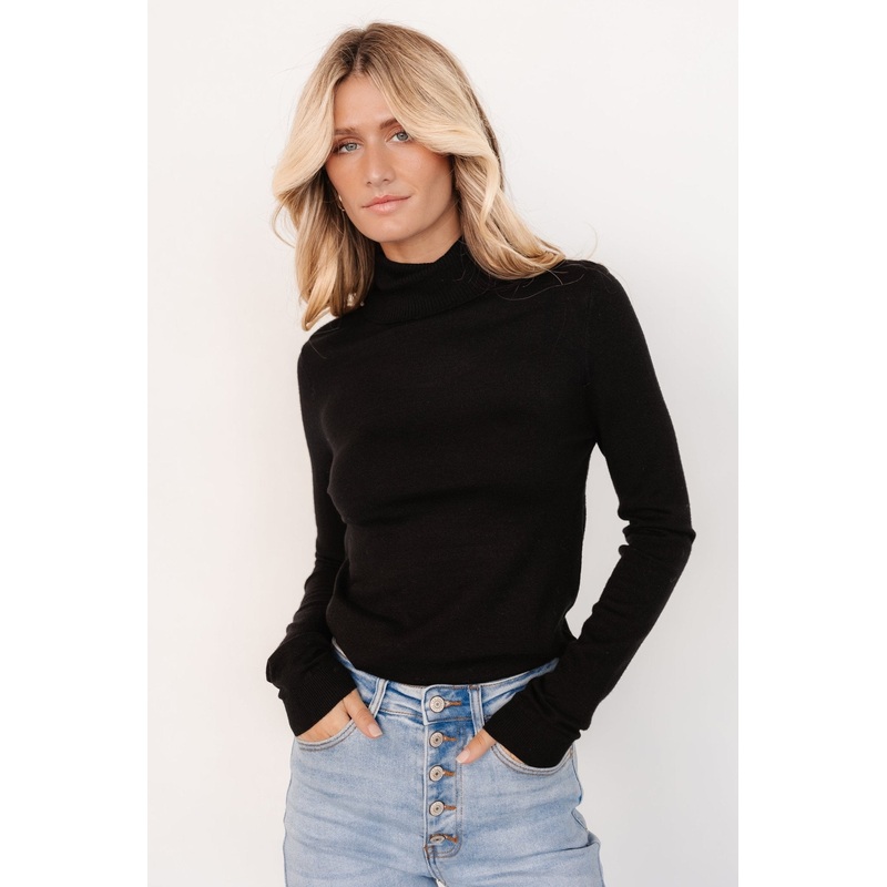 Lorelai Turtleneck Sweater Top | Black