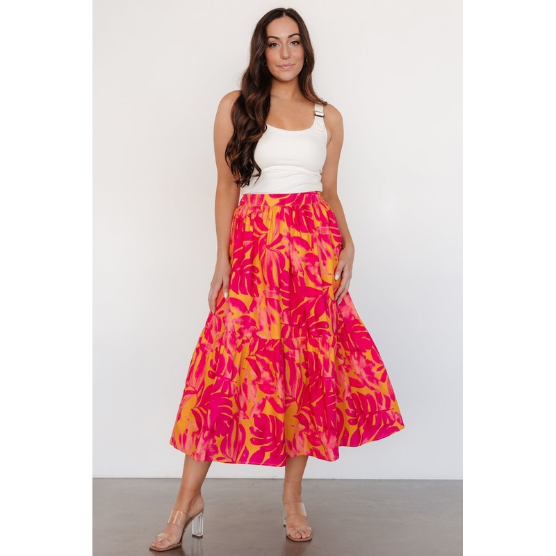 Luana Tiered Skirt | Orange + Fuchsia