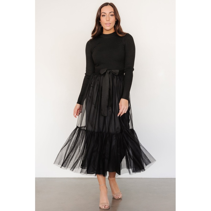 Luella Sweater Top Dress | Black