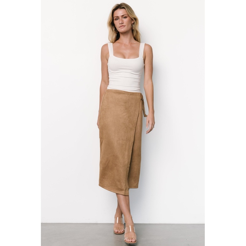 Malika Faux Wrap Skirt | Camel