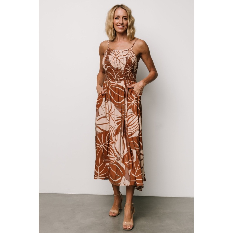 McKinley Smocked Dress | Cream + Camel Multi