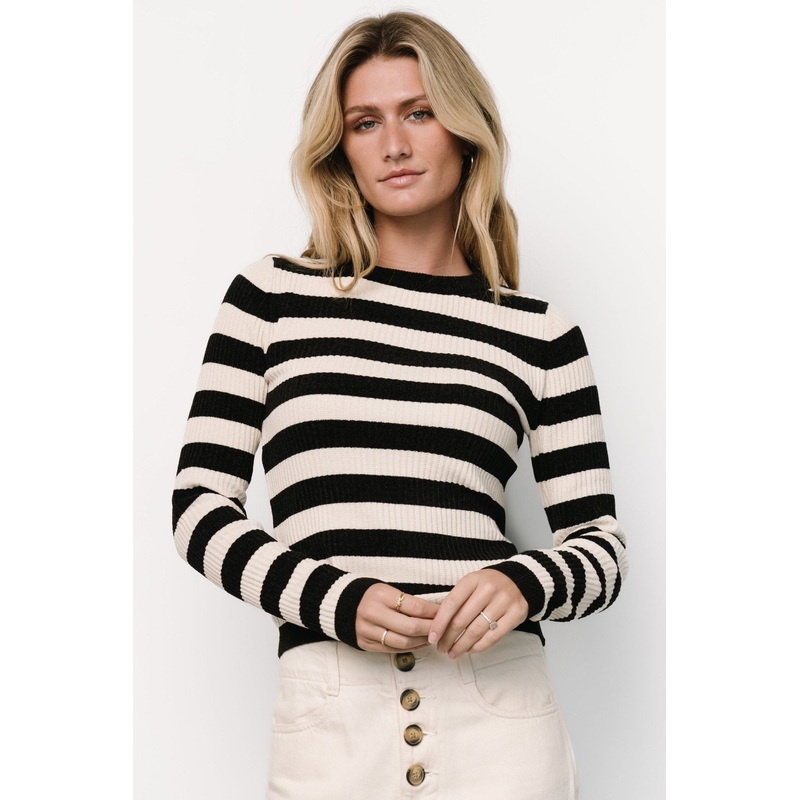 Milwaukee Striped Sweater | Black + Ivory