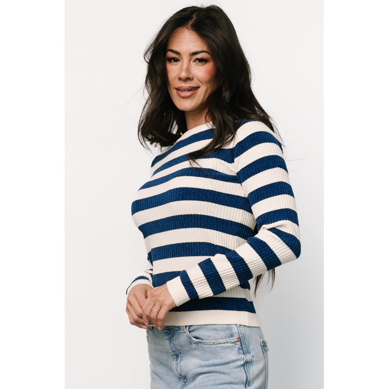 Milwaukee Striped Sweater | Blue + Ivory