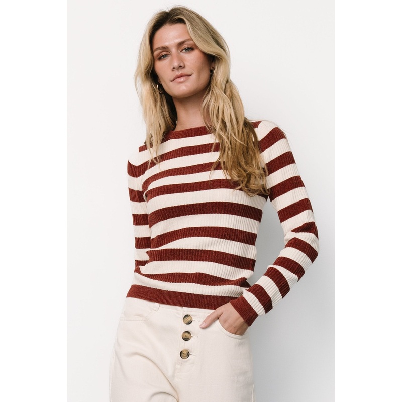Milwaukee Striped Sweater | Burgundy + Ivory