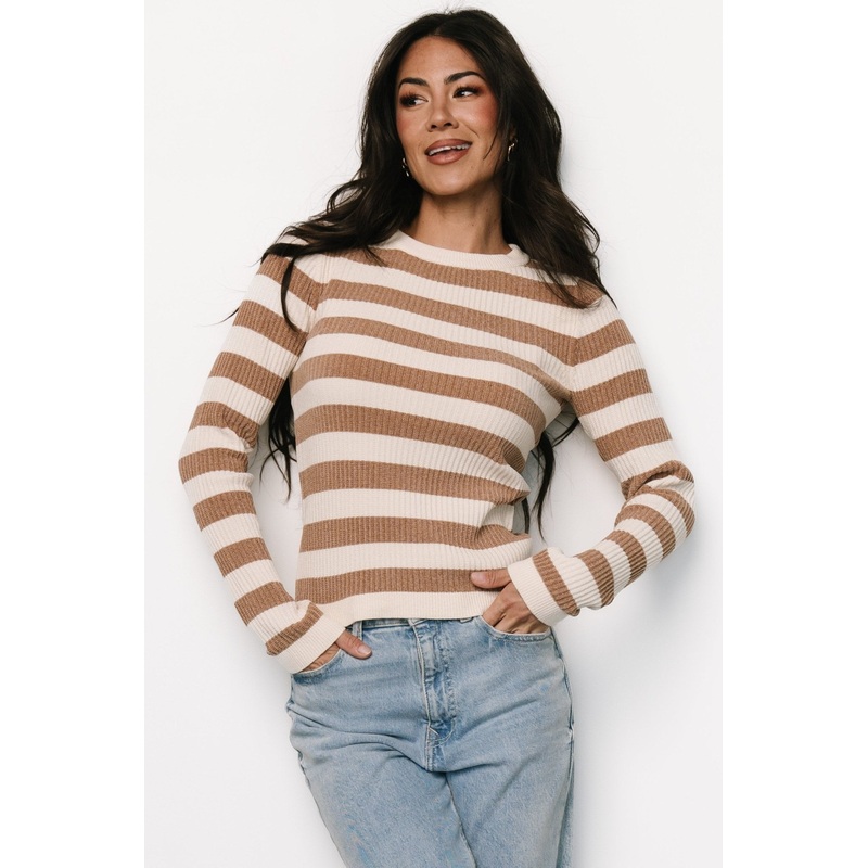 Milwaukee Striped Sweater | Camel + Ivory