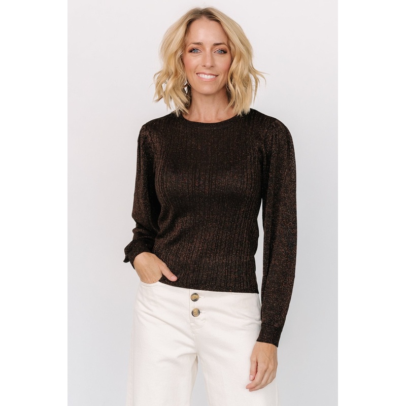 Padma Shimmer Sweater Top | Chocolate