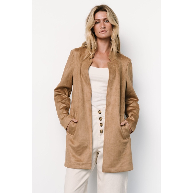 Queenie Faux Suede Jacket | Camel