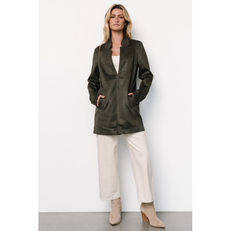 Queenie Faux Suede Jacket | Charcoal