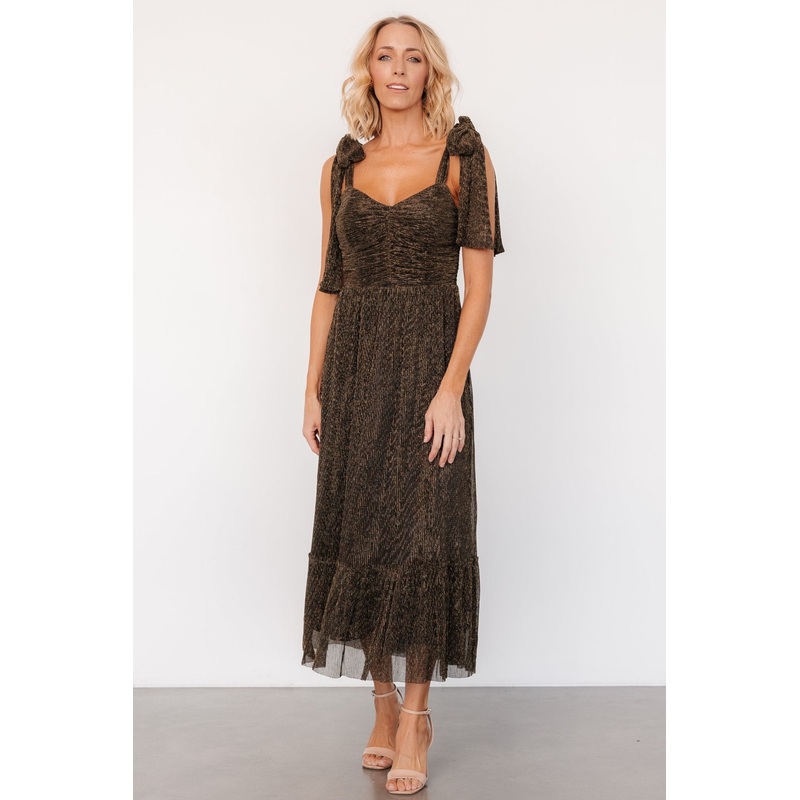 Tosha Shimmer Tank Dress | Black + Gold