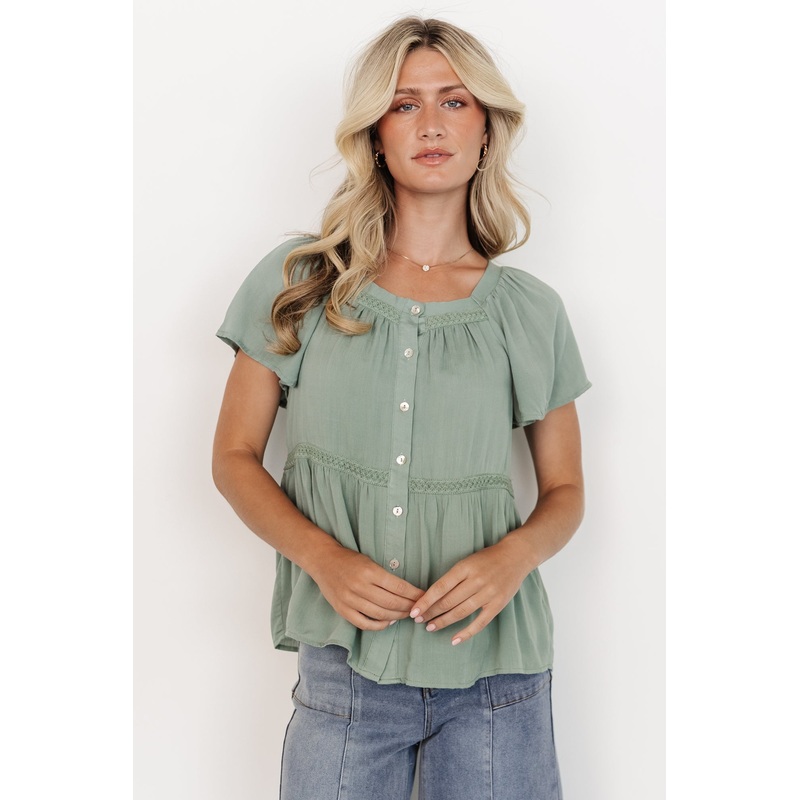 Unity Button Up Top | Sage|XS|S|M|L|XL|1XL|2XL|3XL
