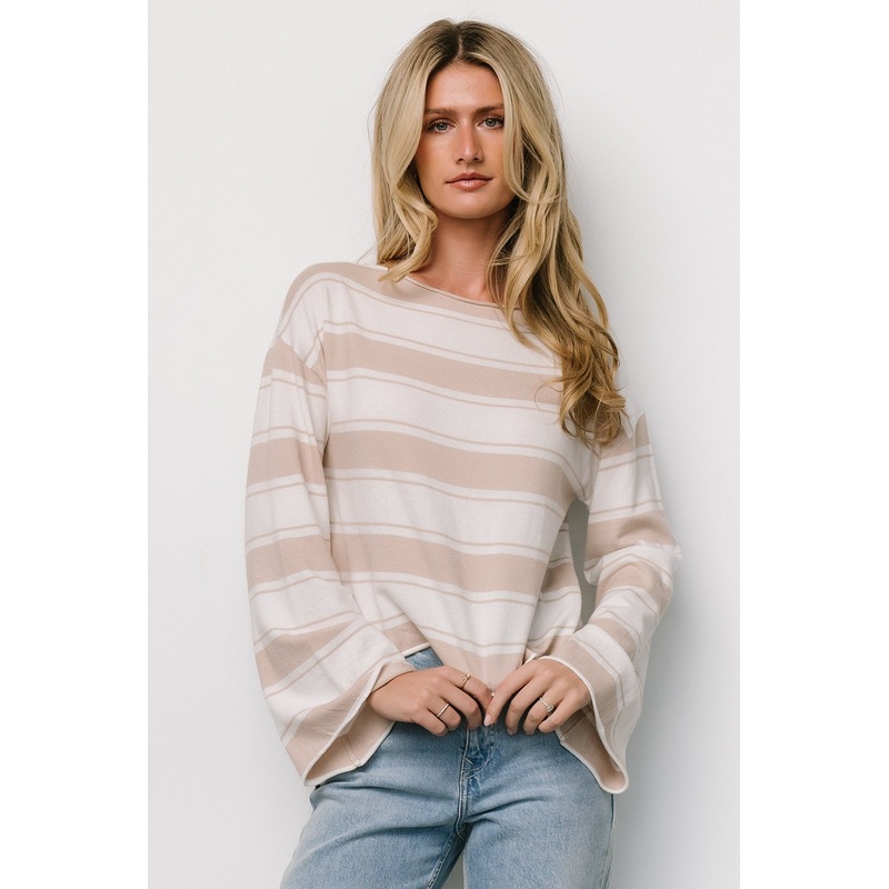 Astoria Striped Top | Ivory + Sand