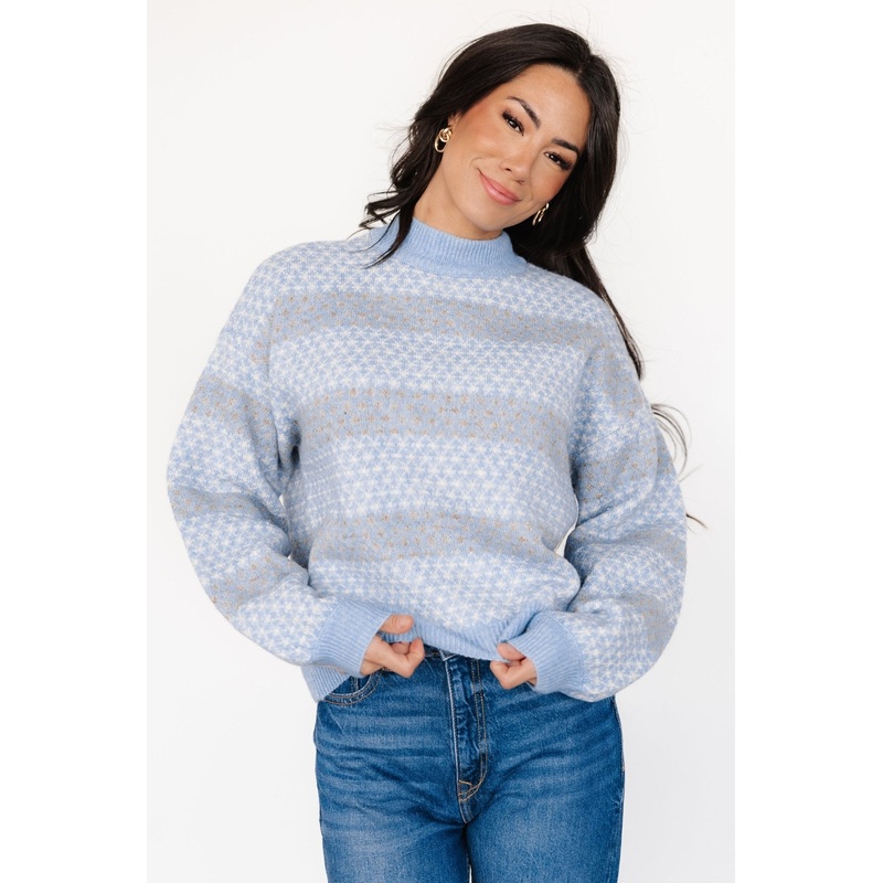Henry Knit Sweater | Blue + Mocha