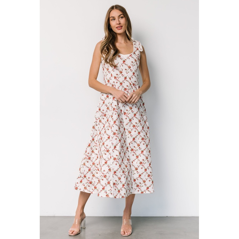 Isla Tank Dress | Off White + Red Floral