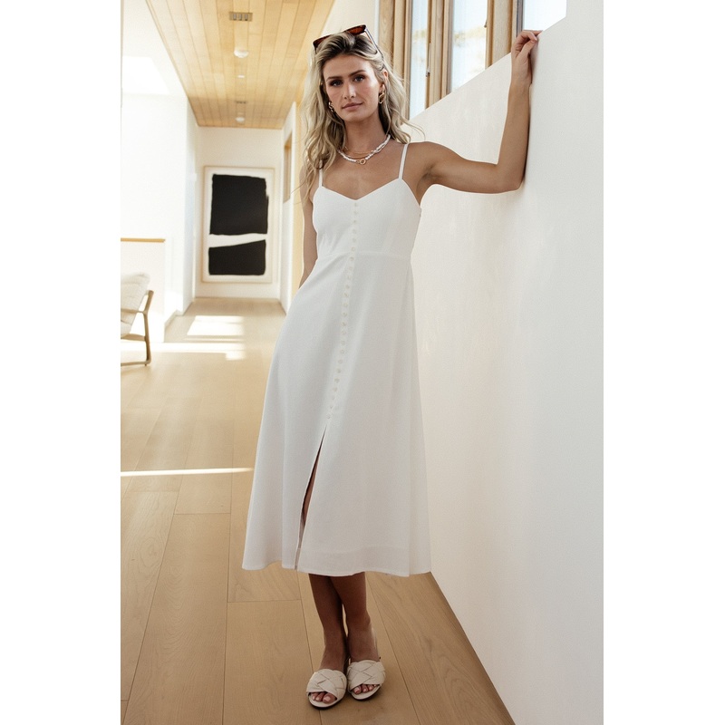Laya Button Front Dress | Ivory