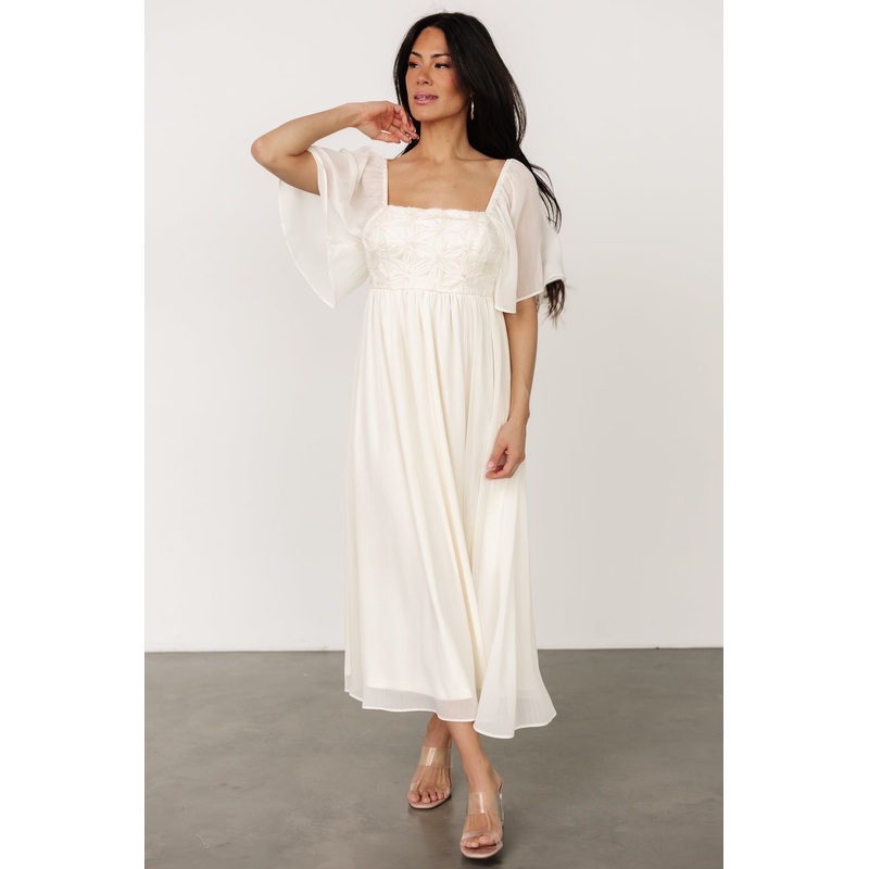 Lilith Applique Midi Dress | Cream