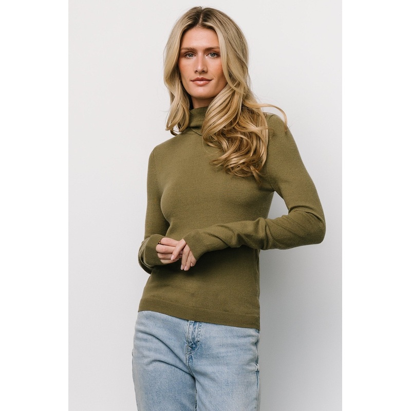 Lorelai Turtleneck Sweater Top | Olive
