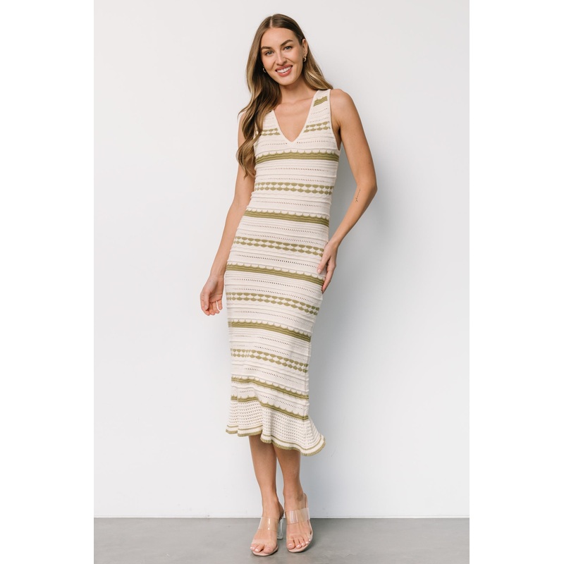 Nicolette Pointelle Dress | Cream + Sage