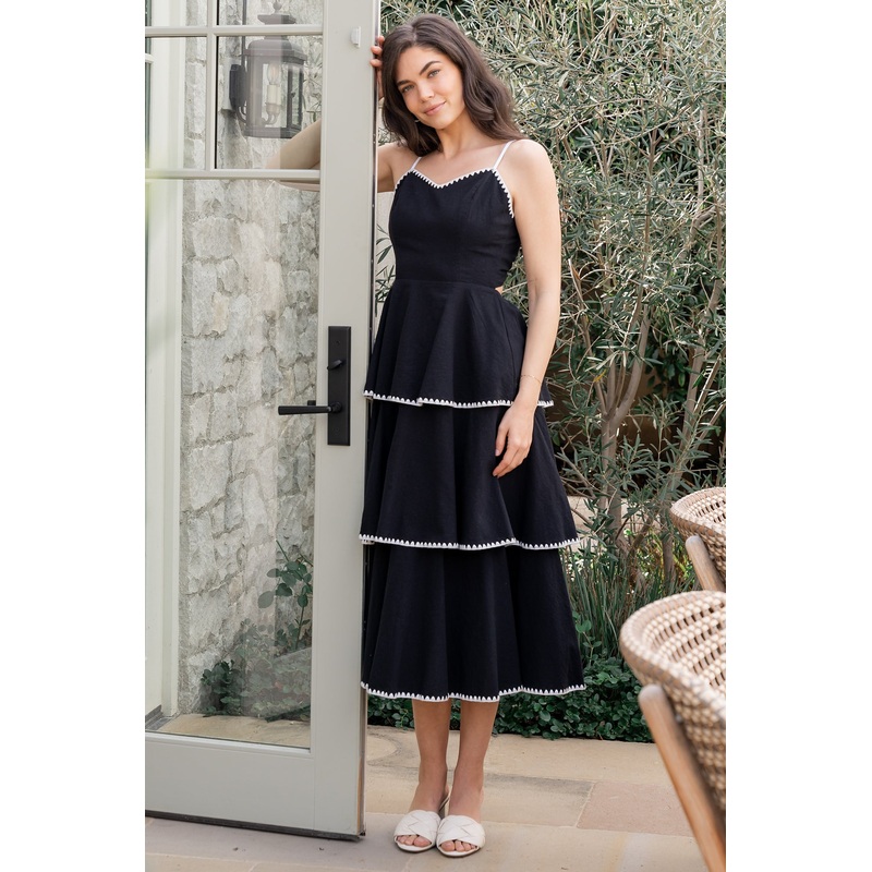 Odette Tiered Dress | Black + White
