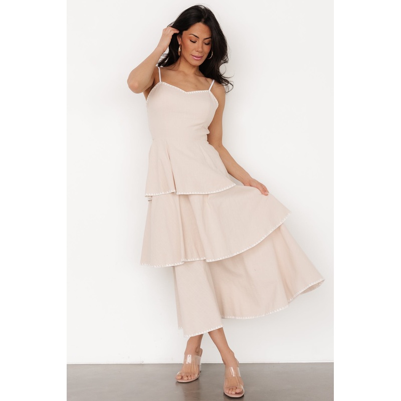 Odette Tiered Dress | Natural + White