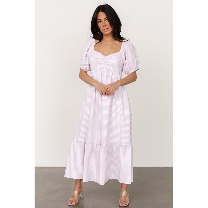 Poppy Midi Dress | Lavender + Off White