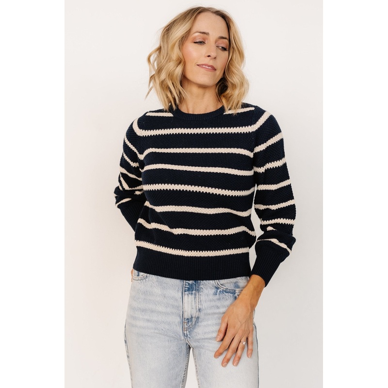 Rianne Knit Sweater | Navy + Cream Stripe