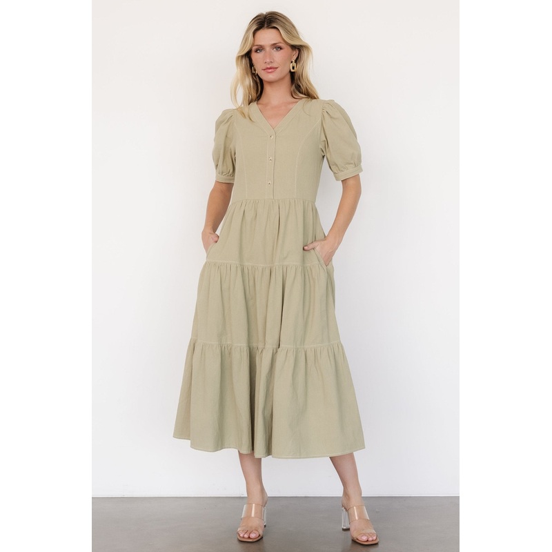 Shelby Button Top Dress | Sage Green