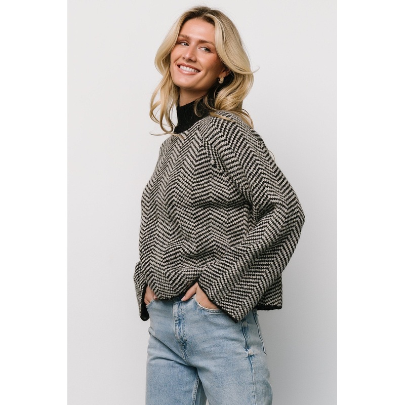 Trisha Knit Sweater | Black Stripe