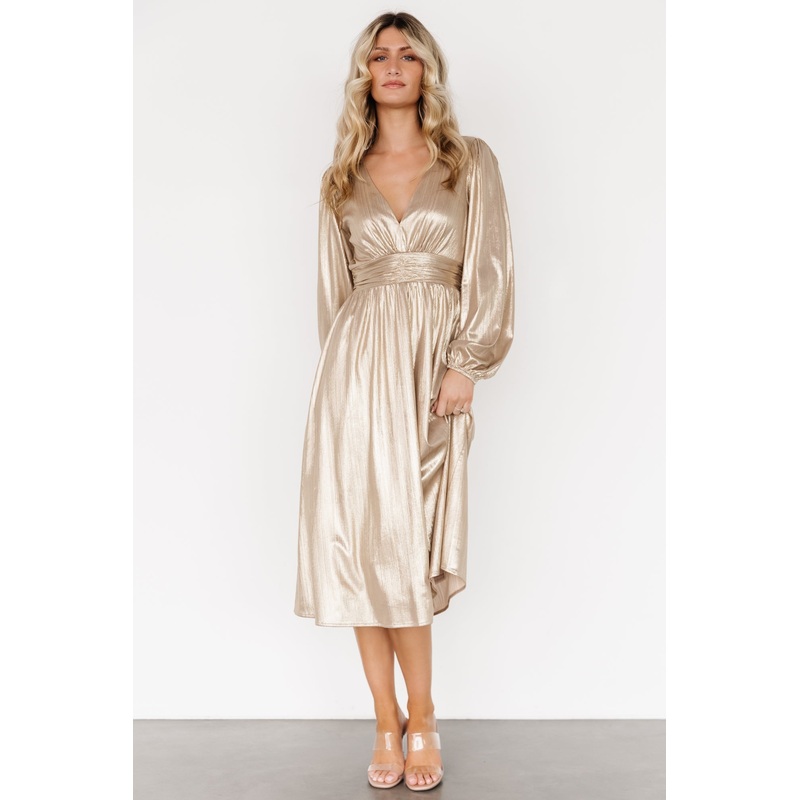 Aisha Shimmer Dress | Champagne