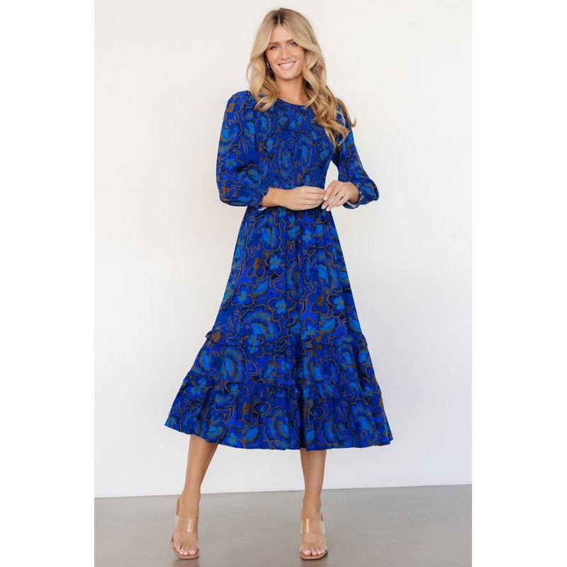Andersen Smocked Midi Dress | Cobalt Floral