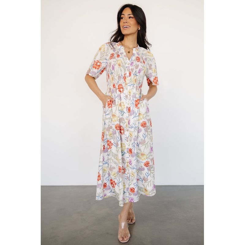 Botega Midi Dress | Ivory Multi Floral
