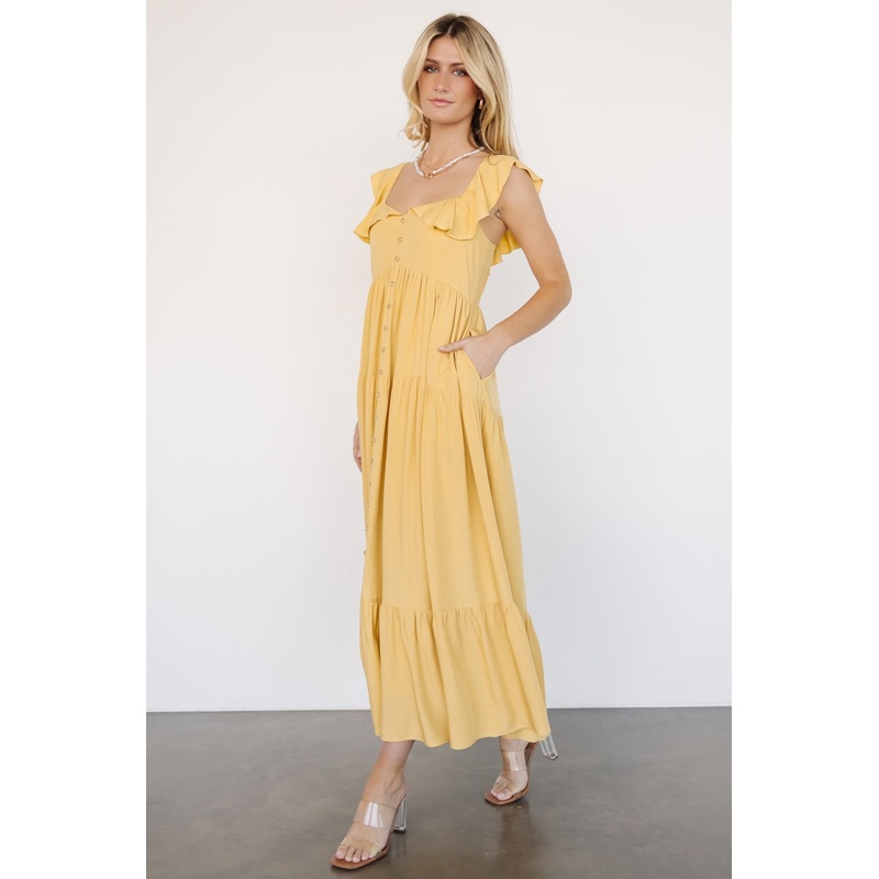 Ellie Ruffle Top Dress | Golden Yellow