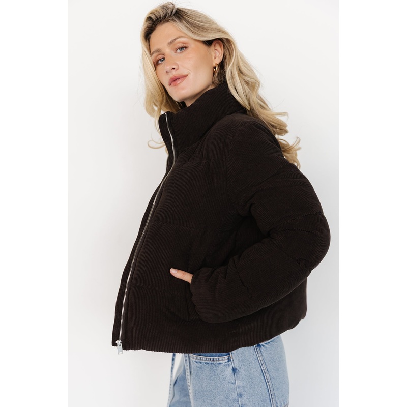 Holden Corduroy Puffer Jacket | Dark Brown