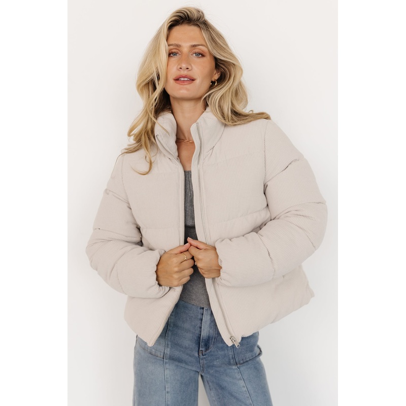 Holden Corduroy Puffer Jacket | Light Greige