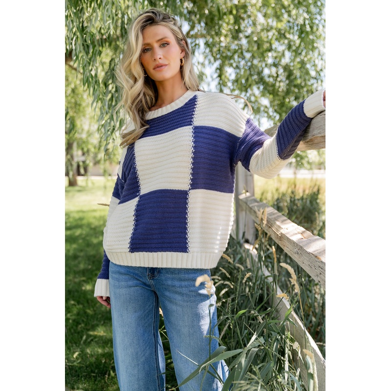Jayda Sweater | Cream + Blue|XS|S|M|L|XL|1XL|2XL|3XL