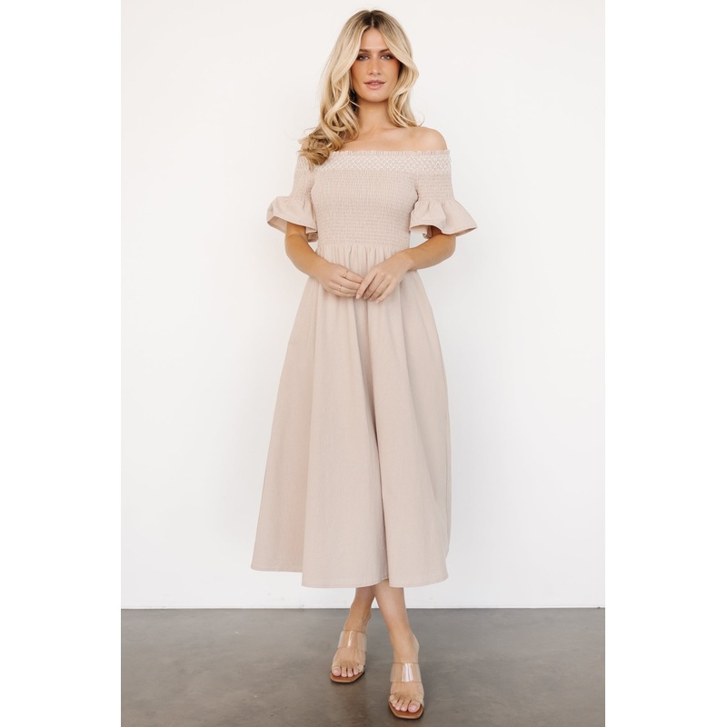 Jodi Off Shoulder Dress | Natural