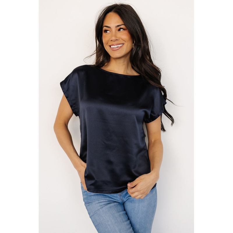 Leonie Satin Top | Navy|S|M|L|XL