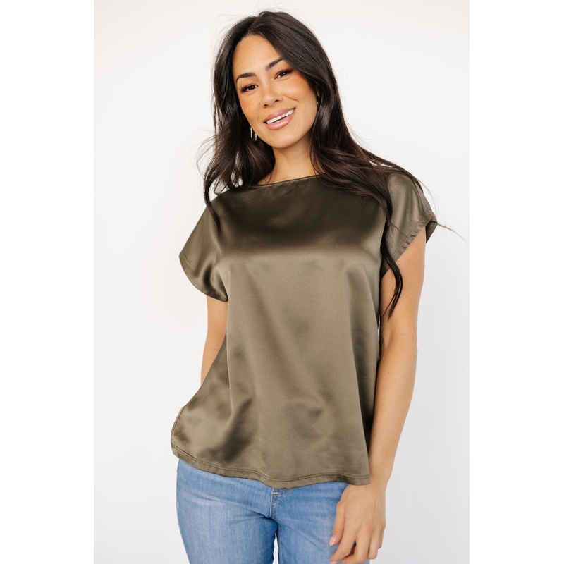Leonie Satin Top | Olive|S|M|L|XL