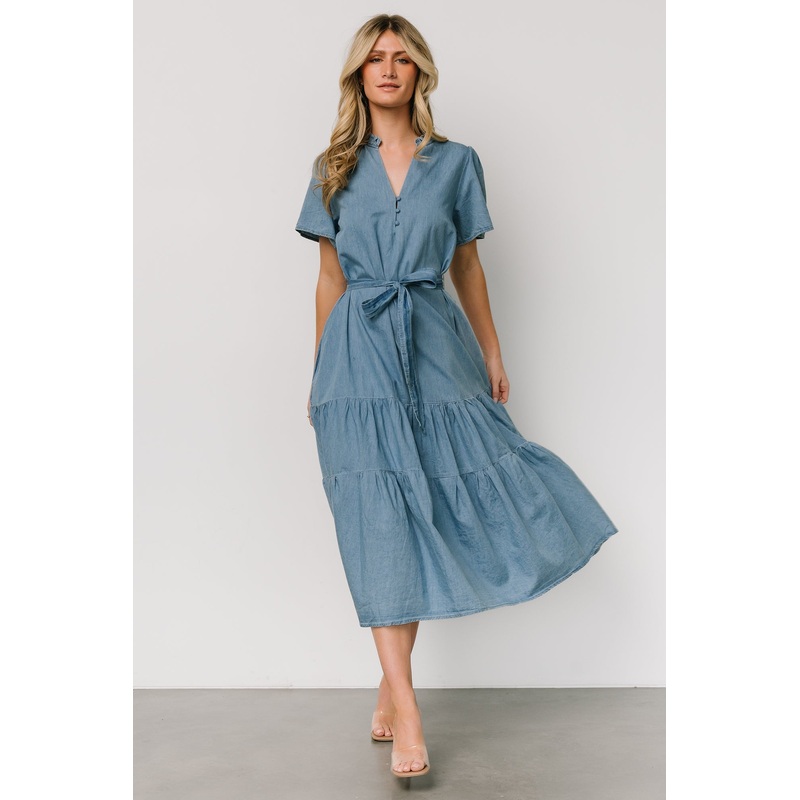 Lisa Midi Dress | Chambray|XS|S|M|L|XL