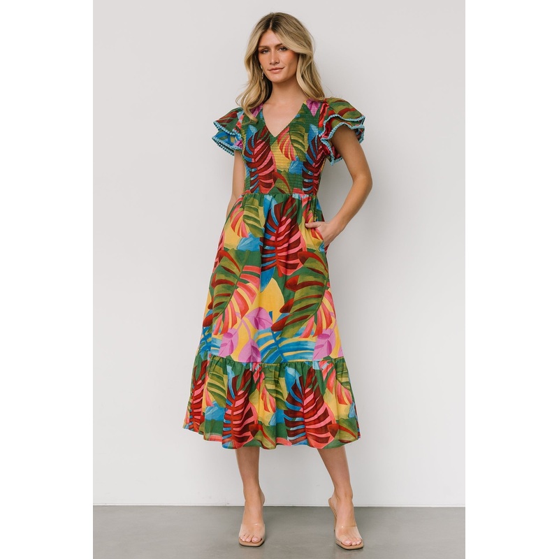 Marielle Smocked Midi Dress | Multi Print