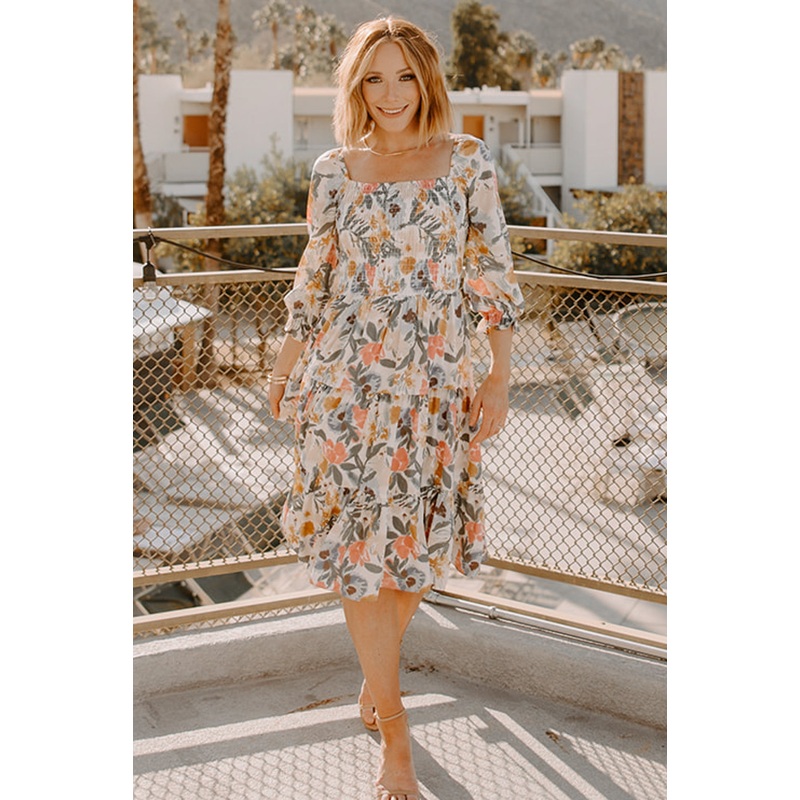 Marta Smocked Midi Dress | Multi Floral