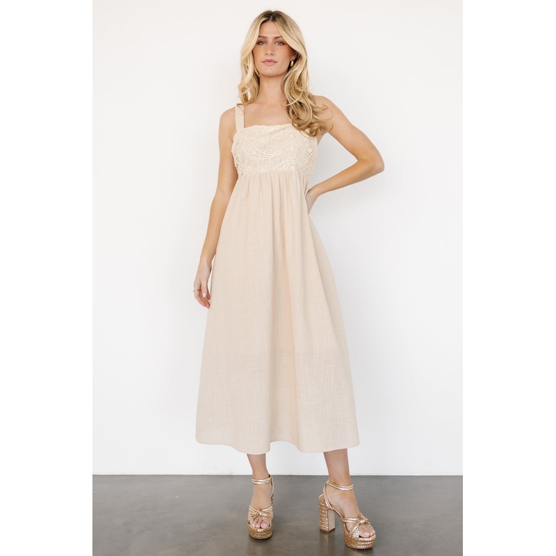 Mia Tie Back Dress | Natural|XS|S|M|L|XL